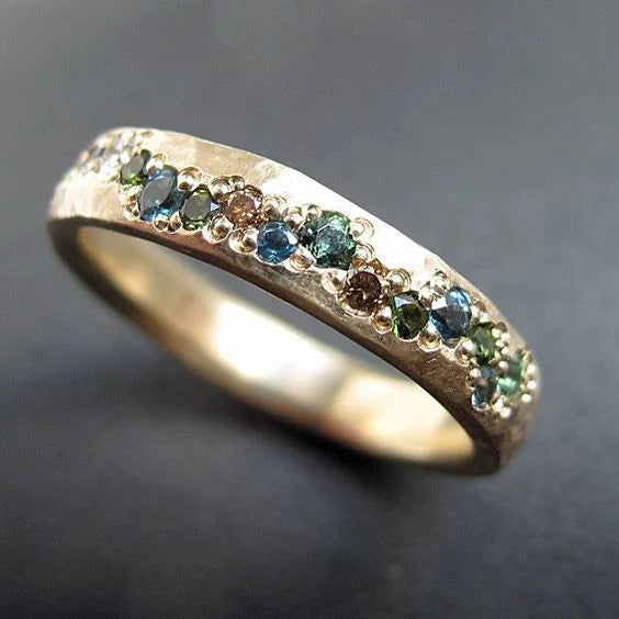 Vintage Goldfarbener Bunter Ring