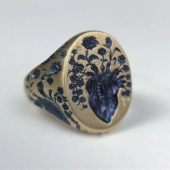 Vintage Blauer Blumen Goldring