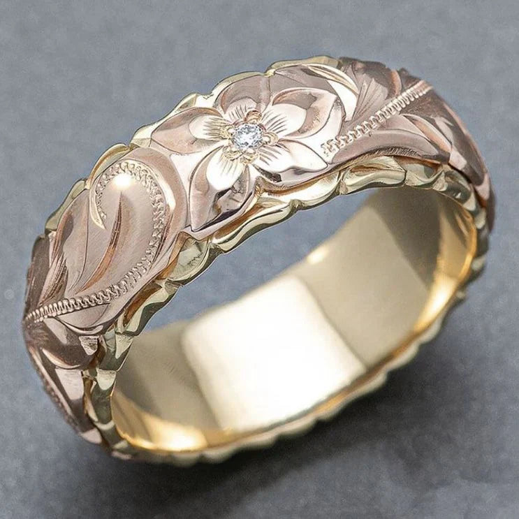 Vintage Rosenblumen Goldring
