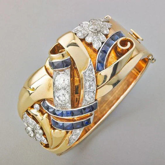 Vintage Goldener Blauer Zirkonia-Ring